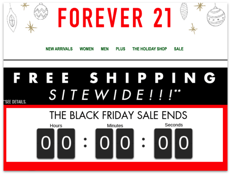 1 Forever21 Black Friday Sale timer