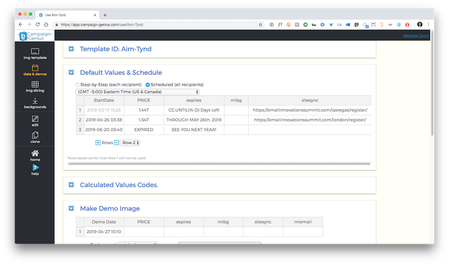 Innovations Template Demo SiteSync Scheduled Hyperlinks